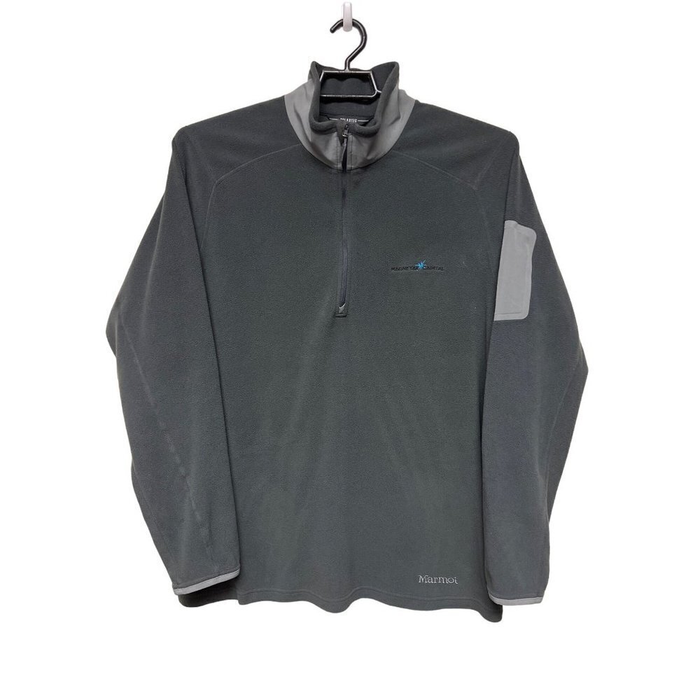 Marmot Polartec 1/4 Zip Grey Fleece Jacket Magneta Capital Logo XXL Men's